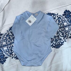 The Beaufort Bonnet Company Peter Pan LS Onesie Buckhead Blue